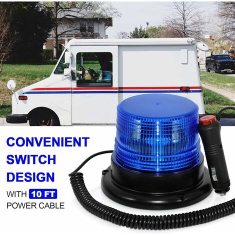 Gyrophare Bleu LED, Phare d'Avertissement Clignotant magnétique pour  véhicule avec Prise Allume-Cigare 12-80V
