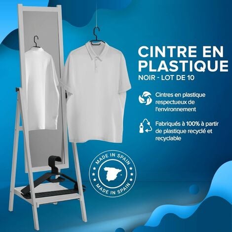Cintres noirs en plastique 100% recyclé et made in France - Lot de 6 - ON  RANGE TOUT