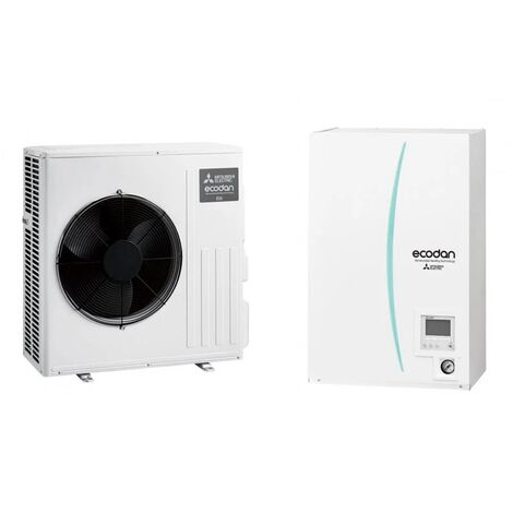 Sofortige Wärmepumpe Mitsubishi Electric Ecodan Hydrobox mit SUZ-SWM100VA Speicher und Inneneinheit ERSD-VM2D