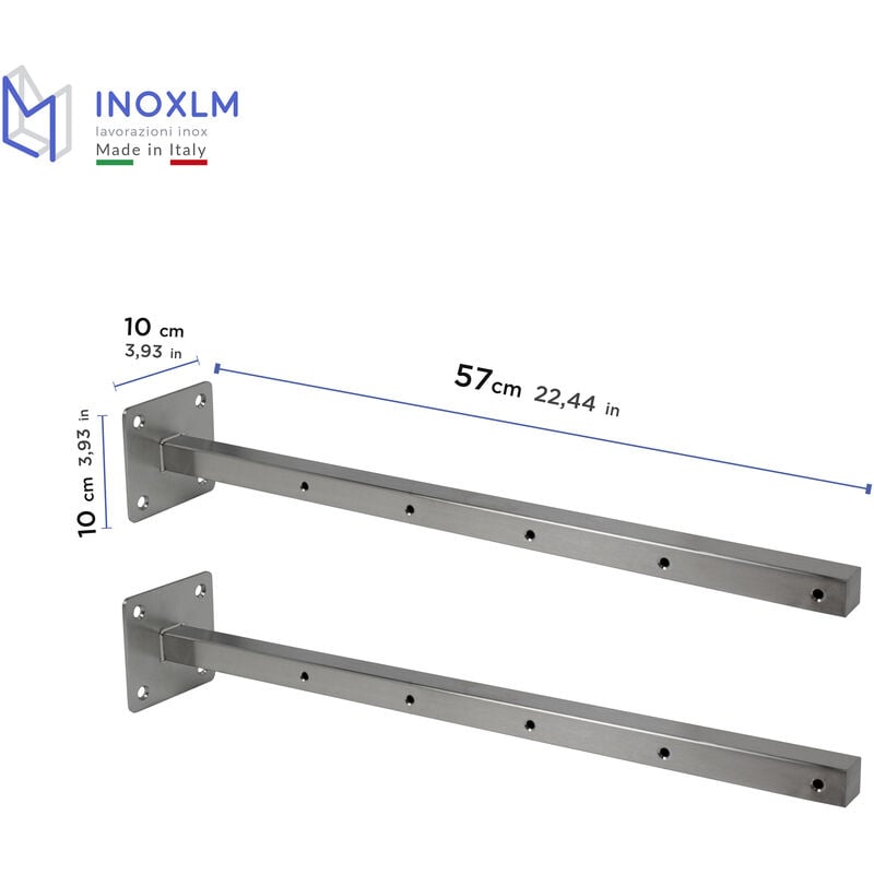 INOXLM Bracci per stendibiancheria a muro stendibiancheria da parete Made  in Italy acciaio inox