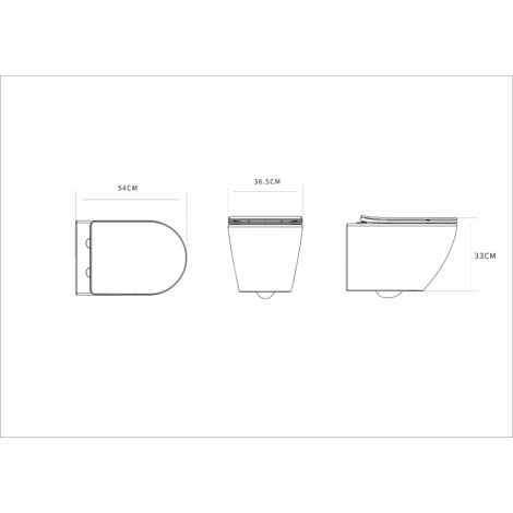 Durovin Bathrooms Ceramic Rimless Wall Hung Square Toilet