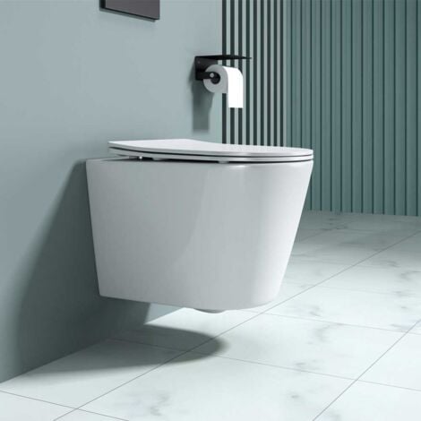 Durovin Bathrooms Ceramic Rimless Wall Hung Square Toilet