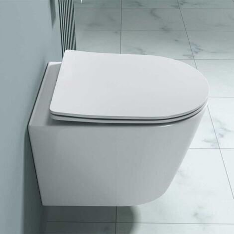 Durovin Bathrooms Ceramic Rimless Wall Hung Square Toilet