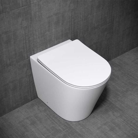 Durovin Bathrooms Back To Wall Rimless Toilet - Short Projection - Include WC Pan with Soft Close Seat Quick Release (D Shape)