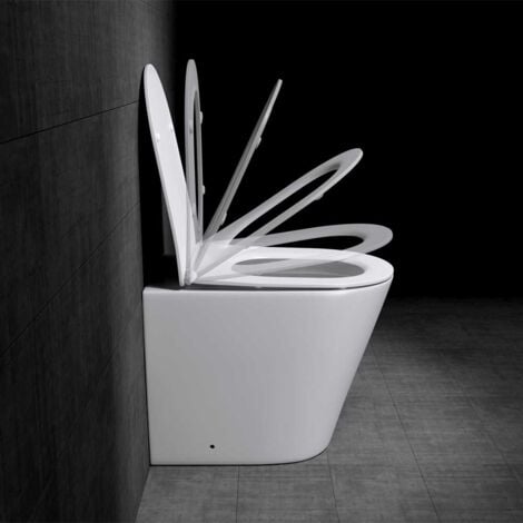 Durovin Bathrooms Back To Wall Rimless Toilet - Short Projection - Include WC Pan with Soft Close Seat Quick Release (D Shape)