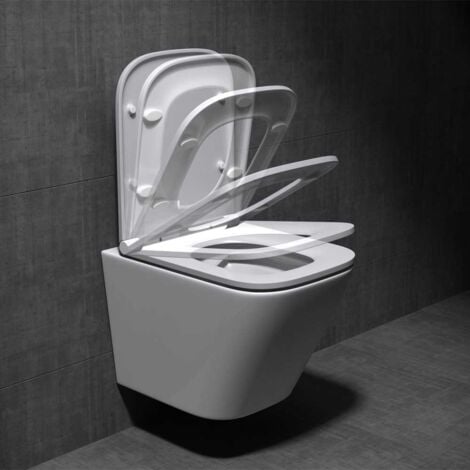 Durovin Bathrooms Ceramic Rimless Wall Hung Square Toilet