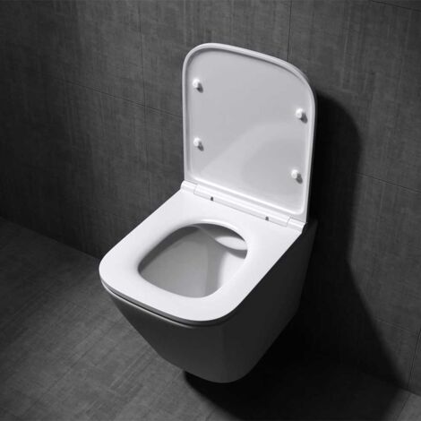 Durovin Bathrooms Ceramic Rimless Wall Hung Square Toilet