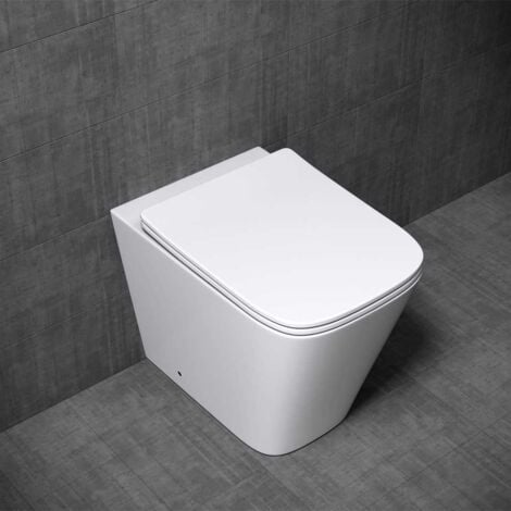 Durovin Bathrooms Back To Wall Rimless Toilet - Short Projection - Include WC Pan with Soft Close Seat Quick Release (Square)