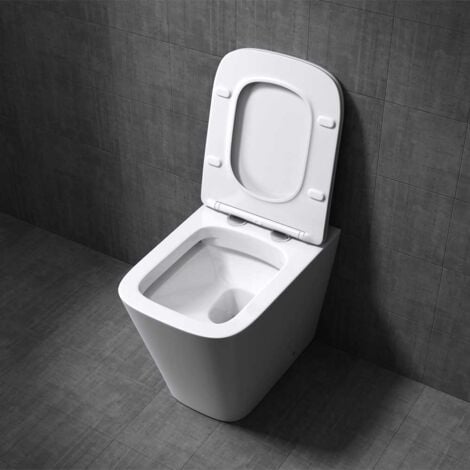Durovin Bathrooms Back To Wall Rimless Toilet - Short Projection - Include WC Pan with Soft Close Seat Quick Release (Square)