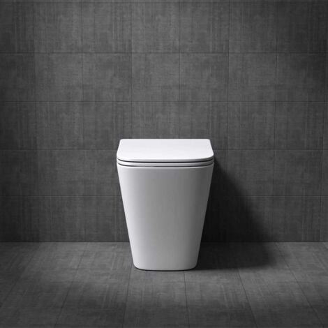 Durovin Bathrooms Back To Wall Rimless Toilet - Short Projection - Include WC Pan with Soft Close Seat Quick Release (Square)