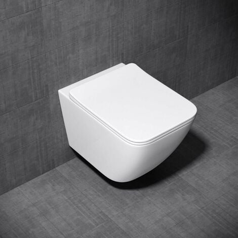 Durovin Bathrooms Ceramic Rimless Wall Hung Square Toilet