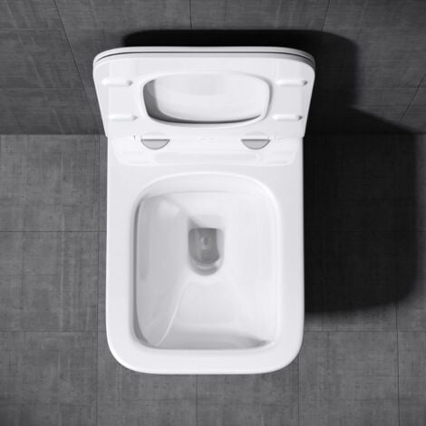 Durovin Bathrooms Ceramic Rimless Wall Hung Square Toilet