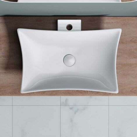 Durovin Bathrooms Rectangular Bathroom Basin - Countertop Sink with Tap Hole 580 x 450 x 95mm