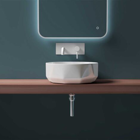 Durovin Bathrooms Ceramic Bathroom Basin - Countertop Sink Vessel - Round Washing Bowl (420 x 420 x 150mm)