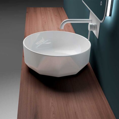 Durovin Bathrooms Ceramic Bathroom Basin - Countertop Sink Vessel - Round Washing Bowl (420 x 420 x 150mm)