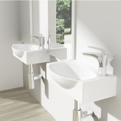 Durovin Bathrooms Compact Ceramic Sink - Wall Hung or Countertop - D Shape Cloakroom Hand Washing Basin - One Right Corner Tap Hole
