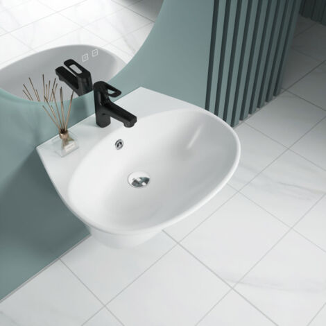 Durovin Bathrooms Ceramic Basin Wall Hung Bathroom Sink - Single Tap Hole With Overflow (1/5)