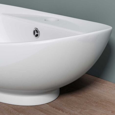 Durovin Bathrooms  Countertop Sink Vessel - Single Tap Hole With Overflow - Oval Sink Deep Fill 590 x 390 x 210mm
