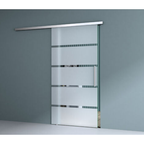 Durovin Bathrooms Internal Glass Sliding Door - Frosted Sections - 775mm - Bar Handle - With Soft Close (1/5)