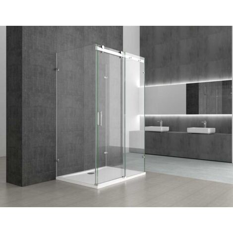 Durovin Bathrooms U Shape Framless Shower Enclosure - Sliding Door & 2x Side Screen - 8mm Safety Clear Glass With Acrylic Shower Tray (1200 x 800mm) (1/5)