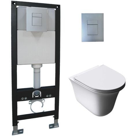 Durovin Bathrooms 1.16M Concealed Cistern Frame Match Wall Hung Toilet Set
