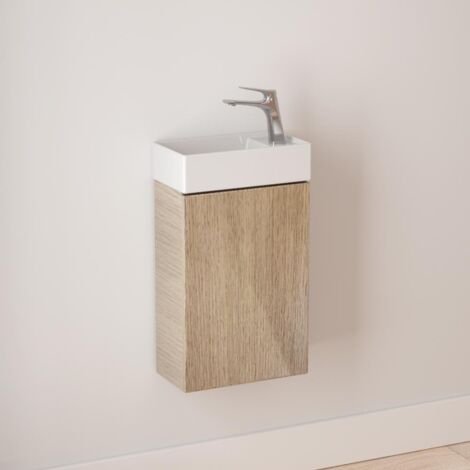 Durovin Bathrooms 400mm Wall Mounted Vanity Unit Include Basin - Soft Close Door - 710mm — 220mm(H-D)- Light Brown