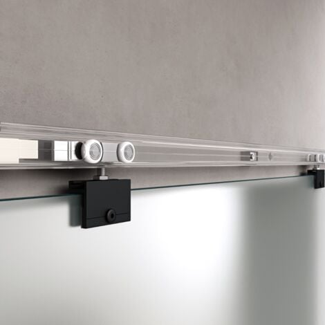 Durovin 775  2050mm internal Sliding Glass Door - Fully Frosted - Black Bar Handle & Rail - With Track 5ft for Bathrooms Kitchens Living Room Bedroom