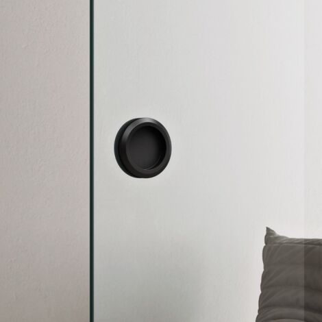 Durovin 900  2050mm internal Sliding Glass Door - Clear - Black Round Handle & Rail - With Track 5ft for Bathrooms Kitchens Living Room Bedroom