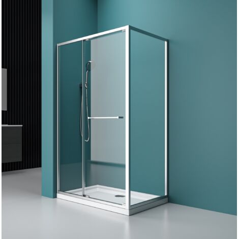 Durovin Bathrooms 1200x800 Inward Sliding Shower Enclosure, 6mm Safety Tempered Glass Bathroom Door, Space-Saving Design