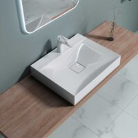 Bathroom Cloakroom 600 x 480mm Stone Resin Basin - Wall Hung Or Countertop Mount Bathroom Sink - Concealed Waste - Durovin Bathrooms