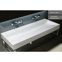 Bathroom Cloakroom 1200 x 460mm (WxD) Cast Stone Resin Bathroom Basin - Wall Hung Or Countertop basin Sink No Tap Hole - Concealed Waste - Durovin Bathrooms