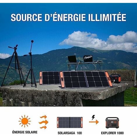 Jackery Station d'Énergie Portable Explorer 1000, Station d'énergie 1002Wh  avec panneau solaire SolarSaga 200W