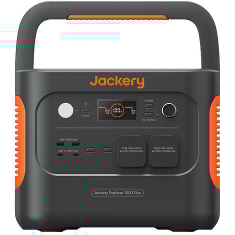 Jackery Explorer Generateur Electrique Portable 1000 Plus, Batterie LiFePO4 1264Wh avec 2x 2000W, Générateur Solaire Station Extensible à 5kWh pour Les Vacances, Camping-car, Urgence