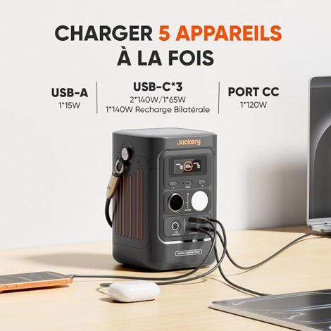 Jackery Explorer 240 V2 draagbare zonnegenerator met 40W zonnepaneel, 256Wh/300W LFP-batterij, 2 USB-C-poorten, 1 uur snel volledig opladen voor buiten, kamperen, stroomuitval en noodgevallen