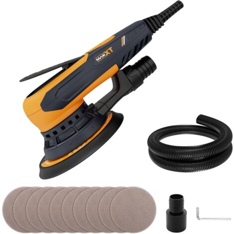 MAXXT Borstelloze excentrische schuurmachine, 5,0 mm, 230 V, met driekernbekabeling, veelzijdige elektrische slijper met variabel tempo en 10 schuurschijven, bedraad