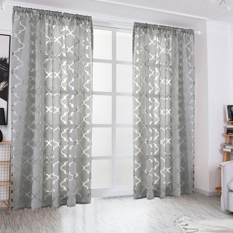 Strapazierfähiger Polyester-Fenstervorhang, Sonnenschein-Schatten,  Verdunkelung, für Schlafzimmer und Wohnzimmer (grau)