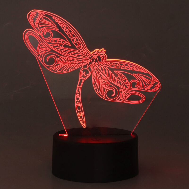 Libellen-Muster, 3D-Licht, 7 Farbwechsel, LED-Nachtlicht, USB-batteriebetrieben,  dekorative 3D-Lampe für Schlafzimmer