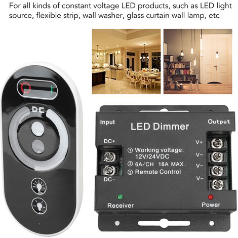 Kabelloser LED-Dimmer, RF-Touch-LED-Licht-Controller, Fern-Dimm-Controller,  DC 12 V, 24 V