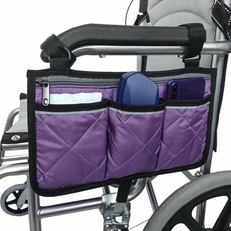 Mehrere Taschen, groe Kapazitt, Rollstuhl-Armlehnen-Seitentasche, Rollstuhl-Aufbewahrungs-Organizer,  Lila