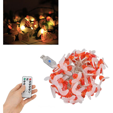 LED-Lichterkette, USB-betrieben, wasserdicht, Bienenform, Lichterkette,  weihnachtlich, dekorative Lampenkette mit Fernbedienung
