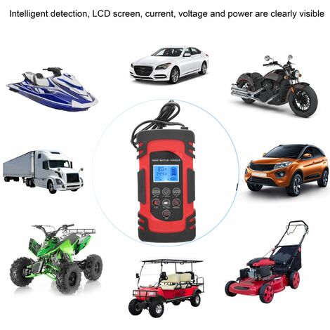 12V Intelligente Auto Motorrad Batterie Ladegerät Überhitzung Überladung  Mehrfachschutz mit LCD-Display Auto-Ladegerät Zubehör