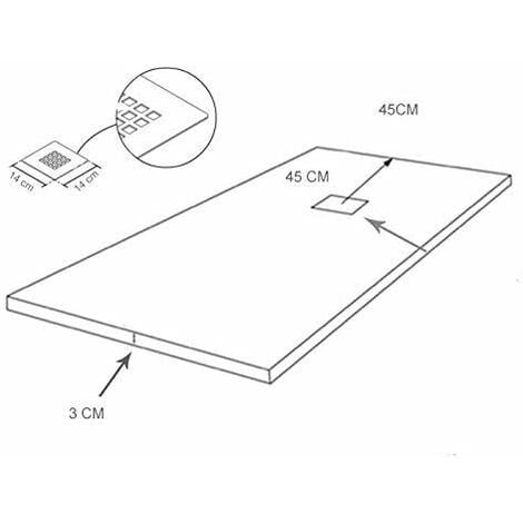 PLATO DE DUCHA RESINA EXTRAPLANO Outletaseo® - ANTIDESLIZANTE TEXTURA  PIZARRA -【70x80 cm, BLANCO RAL-9003】- Incluye Válvula desagüe+Rejilla