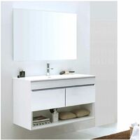 Mueble de baño Suspendido Hera Blanco Brillo con lavabo y espejo varias medidas 75x45 cm ¡SE ENVÍA MONTADO!