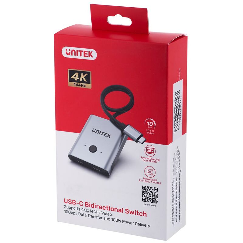 Delock Commutateur USB Type-C 2 en 1, Bidirectionnel, 8K