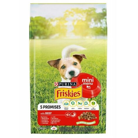FRISKIES Mini Menu Bœuf et Légumes - croquettes pour chien - 1,5 kg