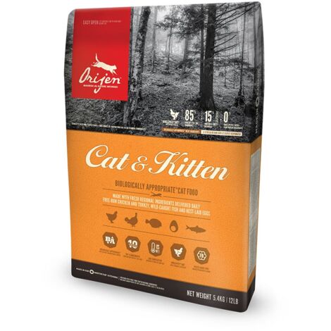 Croquettes pour chats Orijen Cat & Kitten Poulet, Poisson, Dinde 340 g (1/2)
