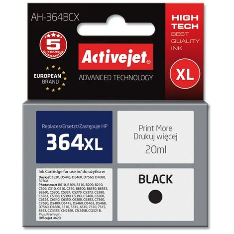 Cartouche d'encre Activejet AH-364BCX pour imprimante HP. Compatible avec HP 364XL CN684EE  qualité supérieure  20 ml  noire. (1/2)