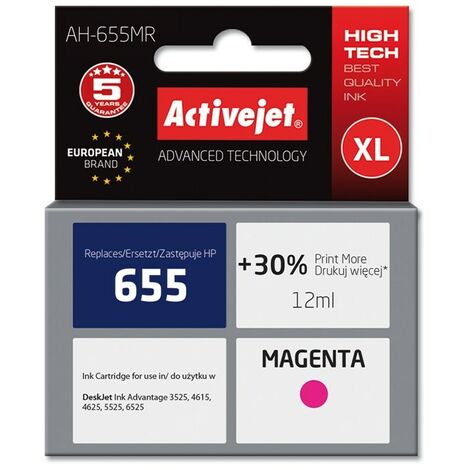 Encre Activejet AH-655MR (remplace HP 655 CZ111AE qualité supérieure 12 ml magenta) (1/2)