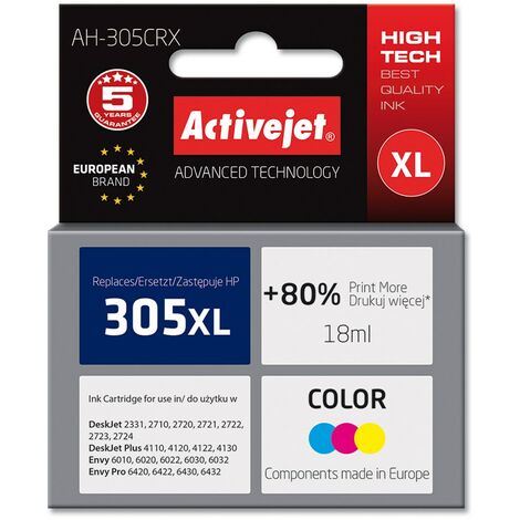 Cartouche d'encre Activejet AH-305CRX pour imprimante HP  compatible avec HP 305XL 3YM63AE  qualité supérieure  18 ml  couleur (1/2)