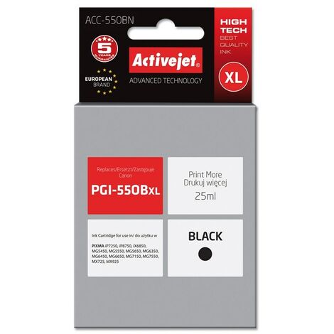 Cartouche d'encre Activejet ACC-550BN (remplace Canon PGI-550BK Supreme 25 ml noir) (1/2)